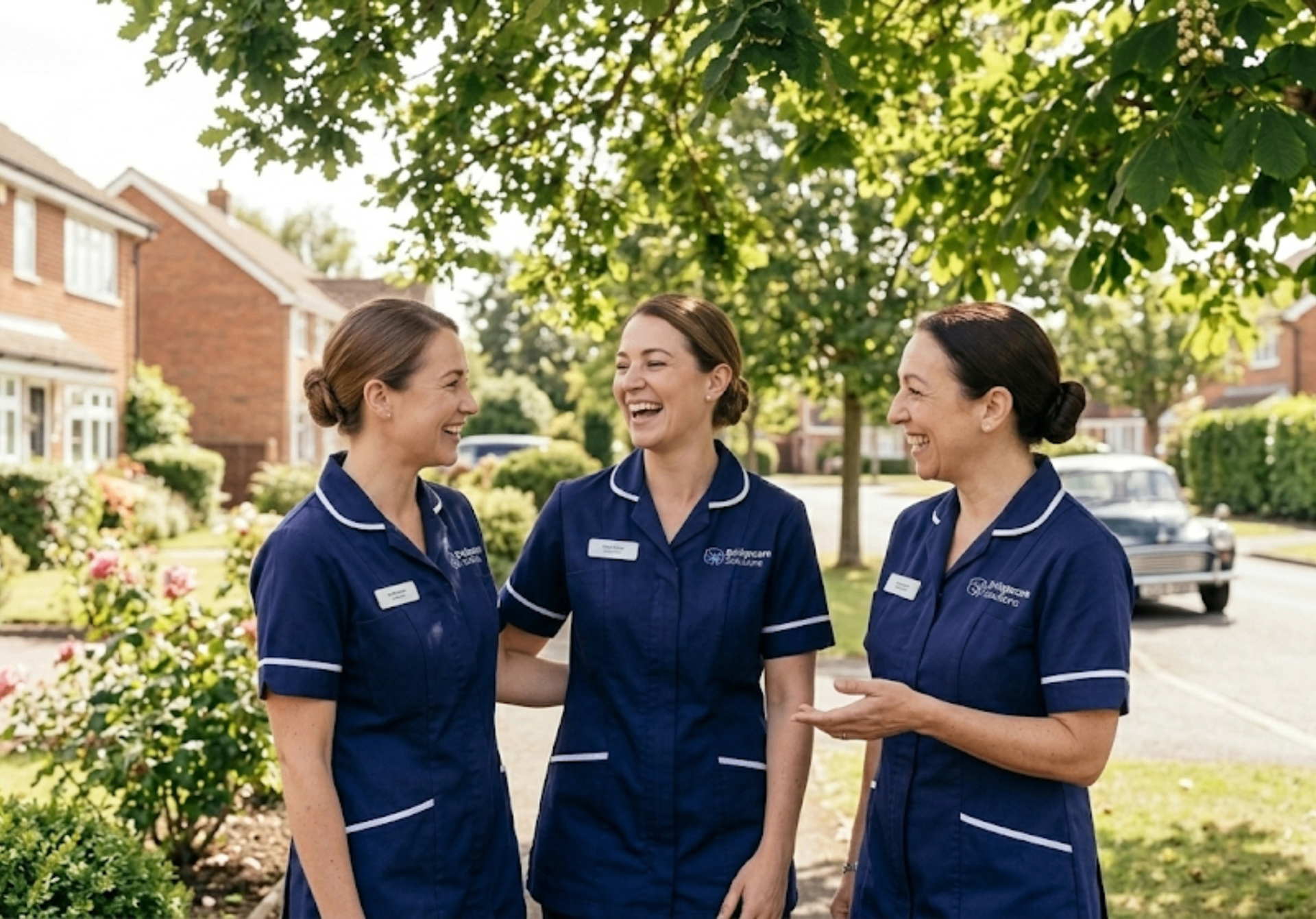 Bridgecare Solutions care team sharing a moment together in Hertfordshire