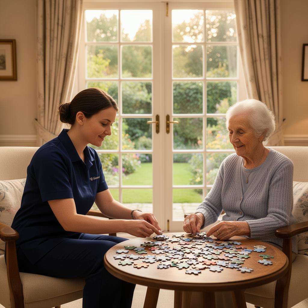 Bridgecare Solutions respite carer providing short-term care for elderly woman at home in Hertfordshire